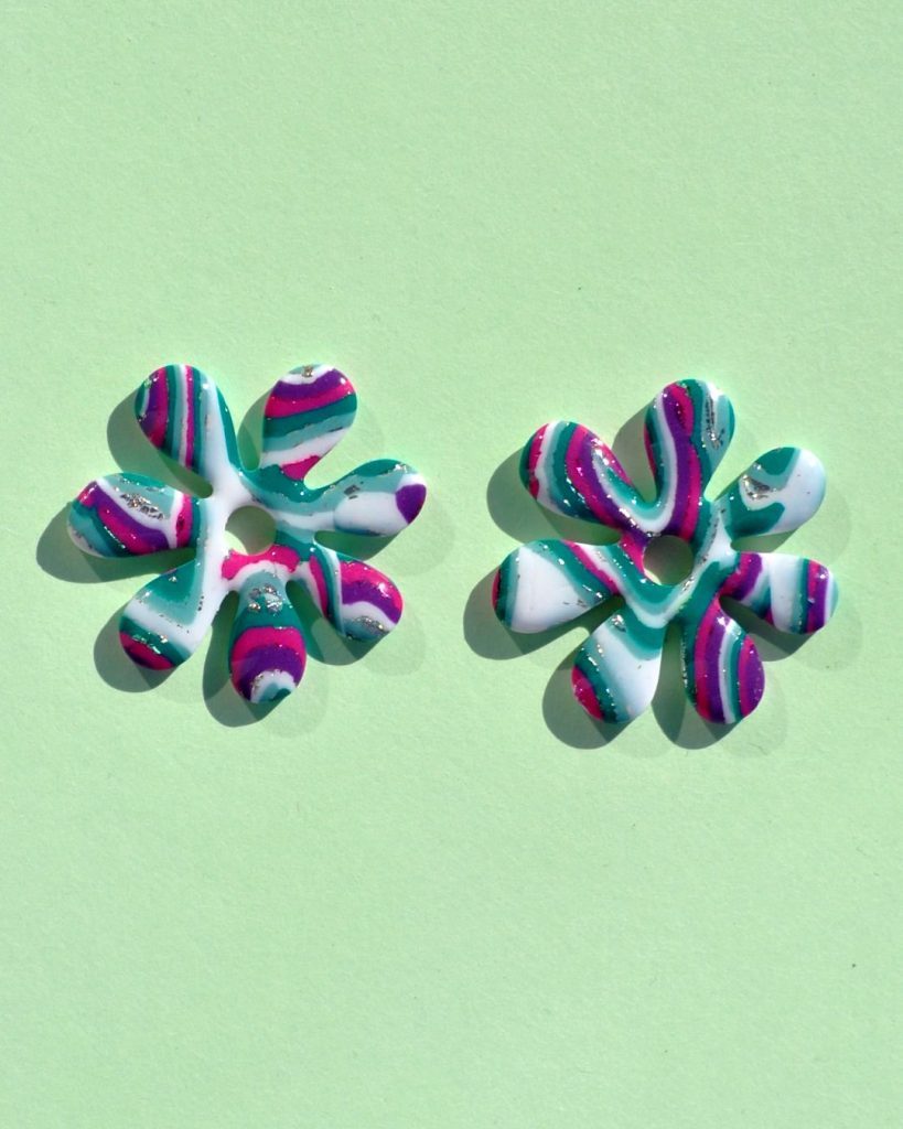 Pampilles interchangeables grande taille en forme de fleurs à sept pétales, motif "à la dérive des astres".